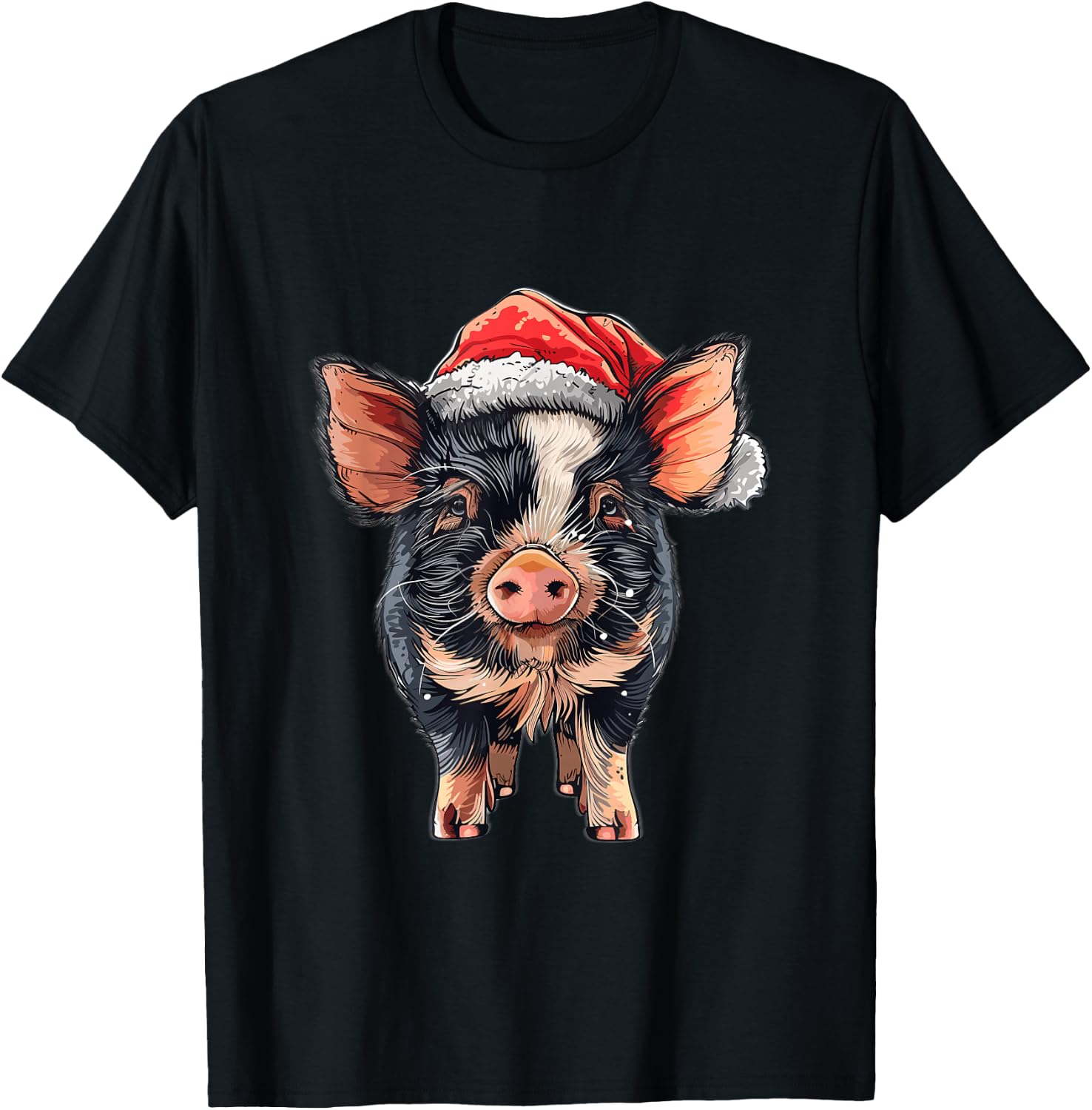 Kune Kune Pig Lover Xmas Christmas Hat Kunekune Pig T-Shirt - T-Shirt | Black