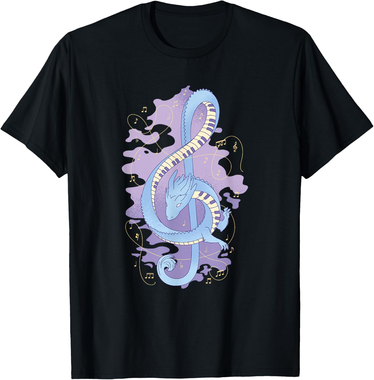 Dragon Clef Piano Player Music Teacher Student Graphic Men Women Girls Kids T-Shirt - T-Shirt | Black