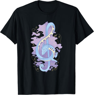 Dragon Clef Piano Player Music Teacher Student Graphic Men Women Girls Kids T-Shirt - T-Shirt | Black