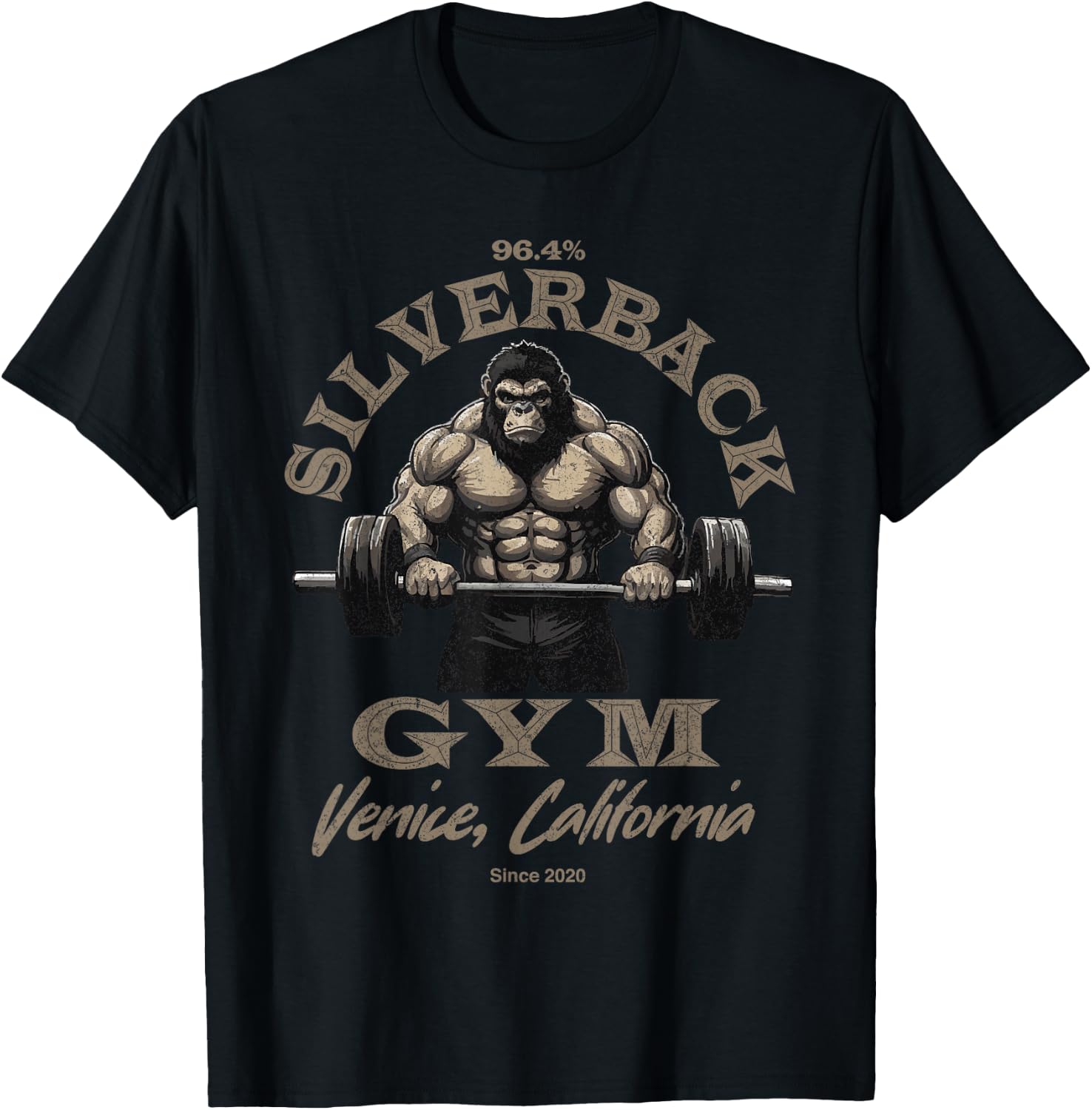 96.4% Silverback Gorilla Fitness Wear Bodybuilding Gym , black, S T-Shirt - T-Shirt | Black