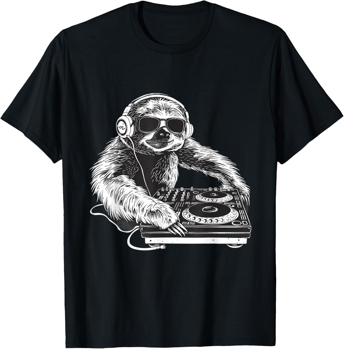 Sloth DJ Music Producer Turntable DJ Sloth House Techno EDM T-Shirt - T-Shirt | Black