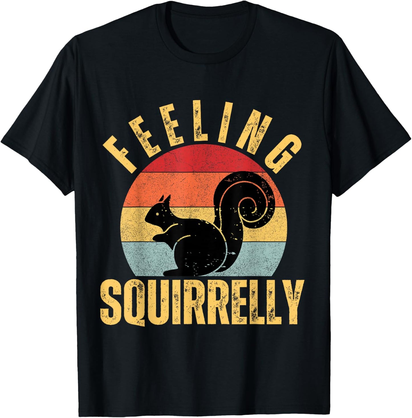 Feeling Squirrelly retro Sunset Squirrel Lover T-Shirt - T-Shirt | Black