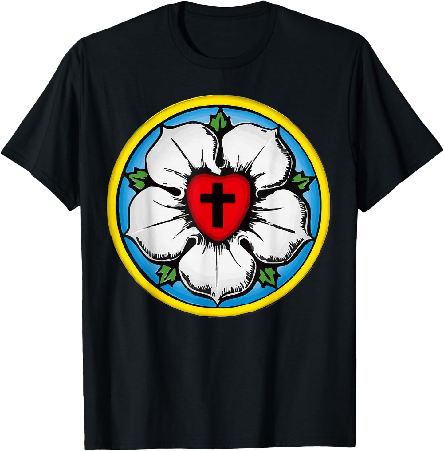 Luther Rose Seal Lutheran Symbol Christian Cross T-Shirt - T-Shirt | Black