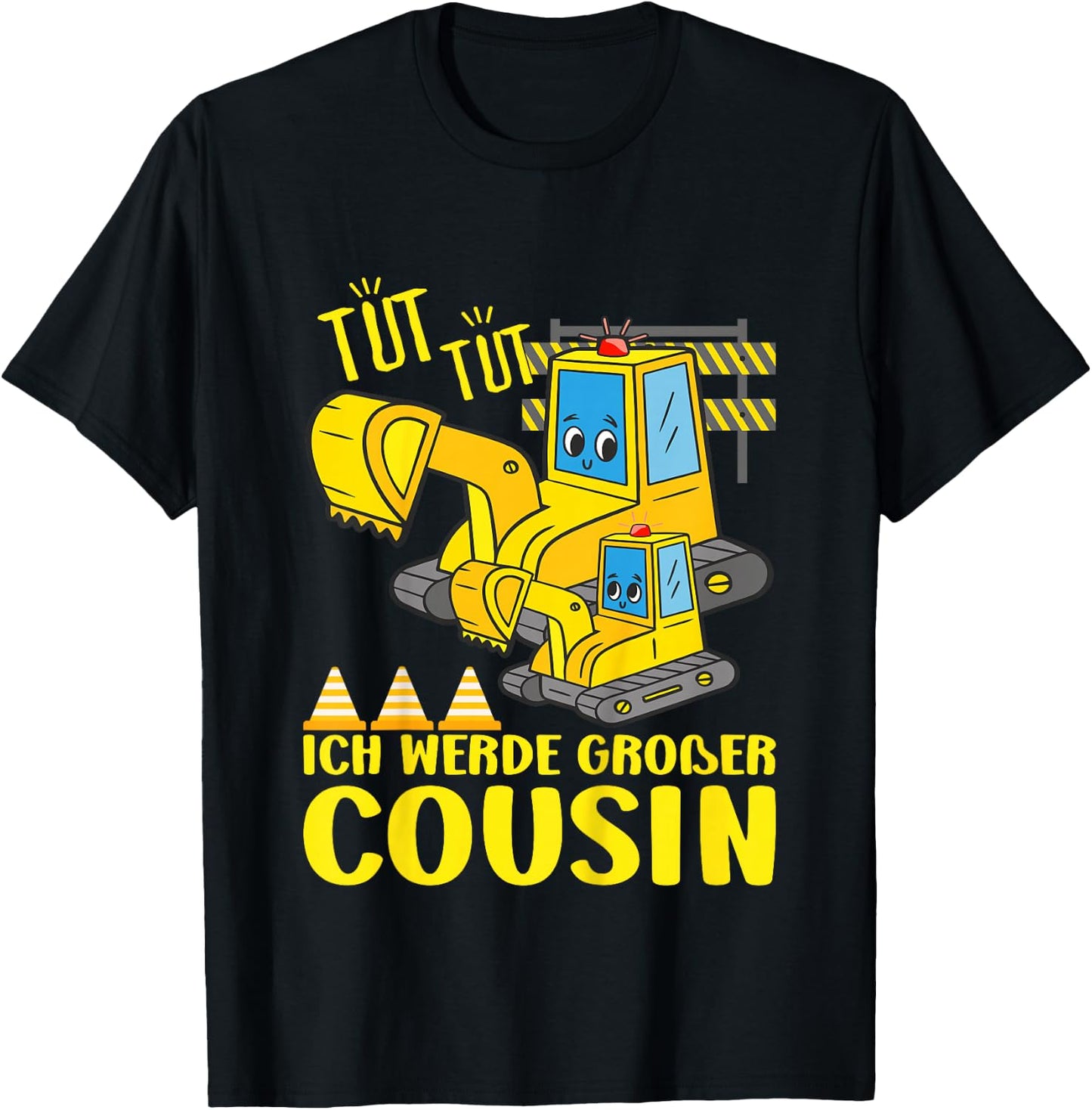 with German Text "Ich Werde Großer Cousin 2026/2027" Digger Soon T-Shirt - T-Shirt | Black
