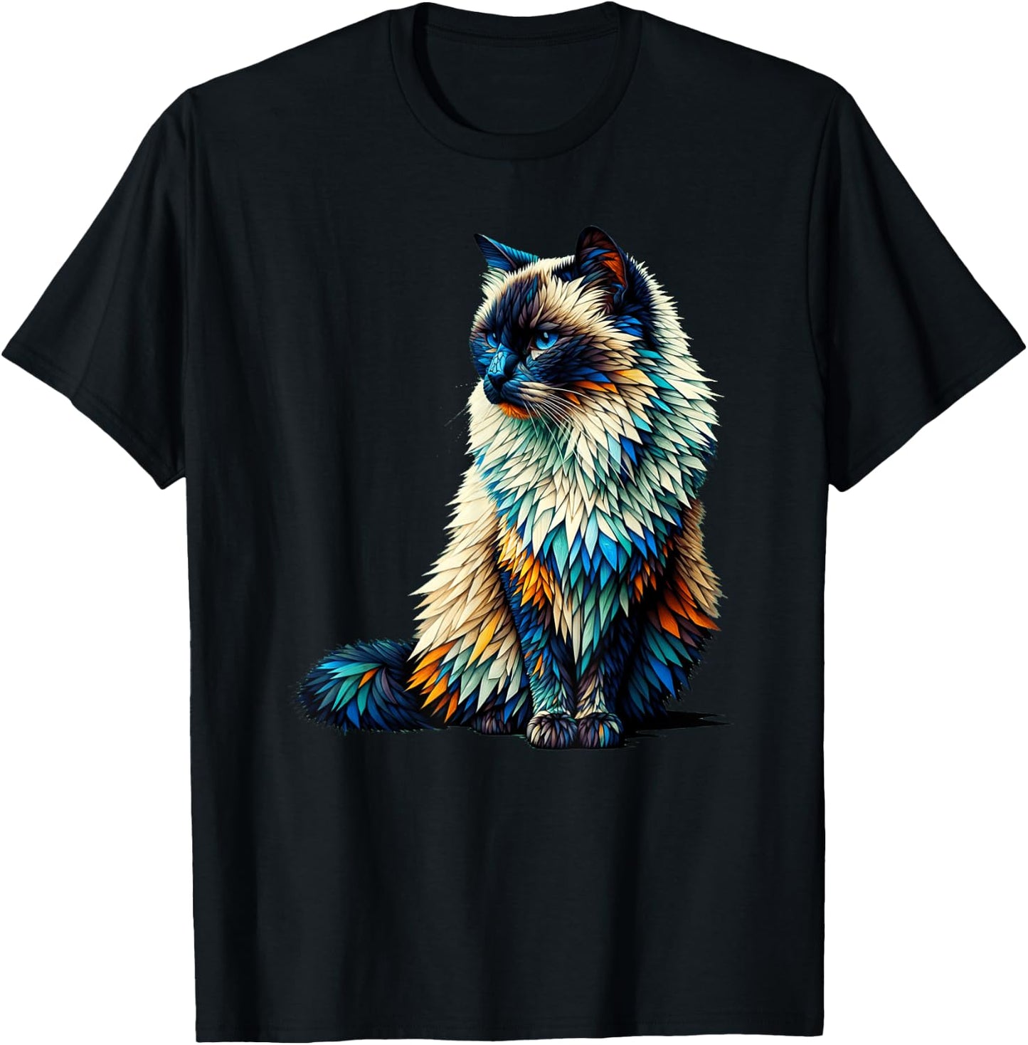 Polygon Art Siamese Cat Siamese Cats T-Shirt - T-Shirt | Black