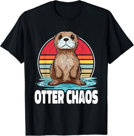 Otter Chaos Cute Otter T-Shirt - T-Shirt | Black