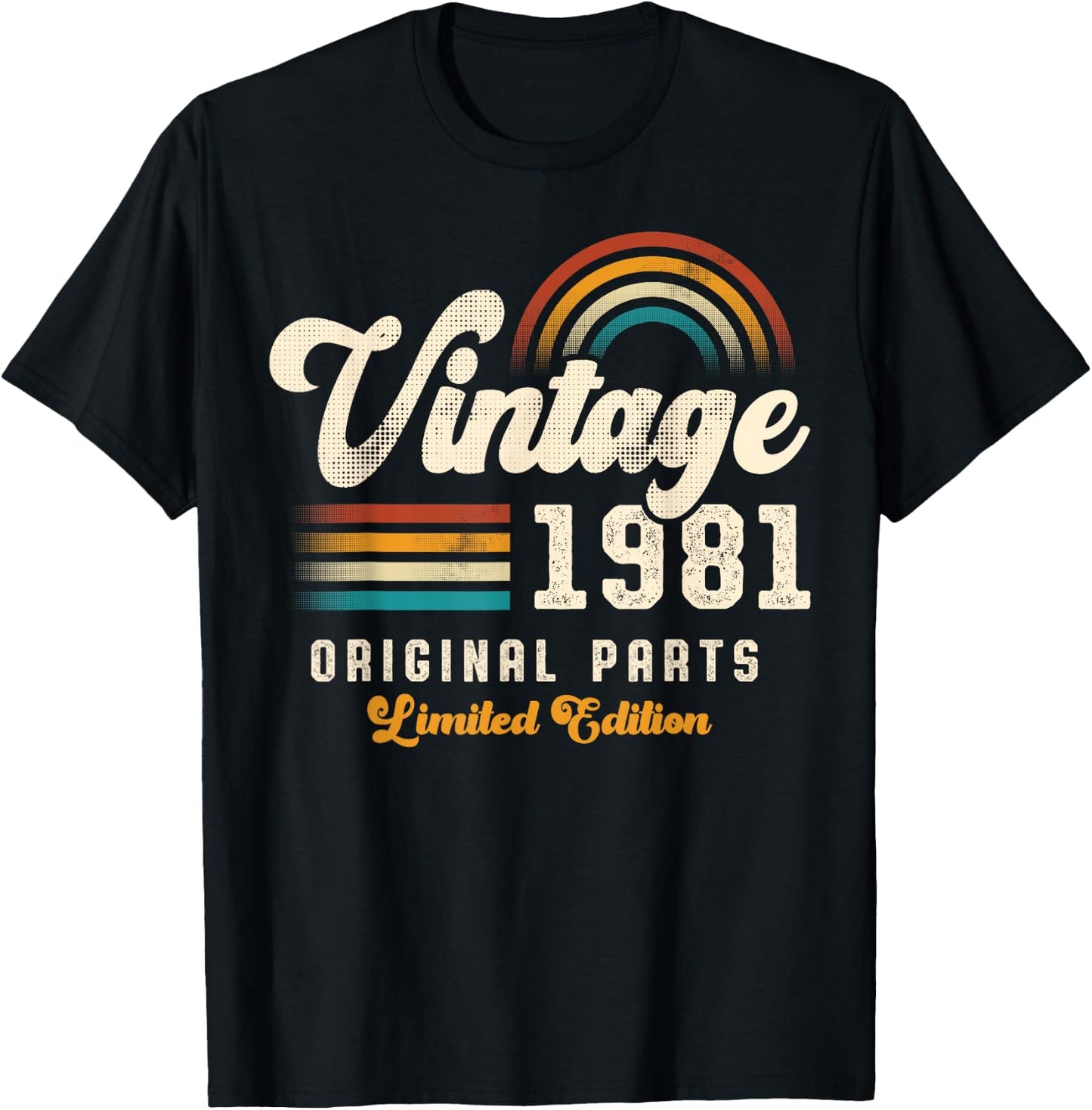 Vintage 1981 Original Parts 44th Anniversary Retro T-Shirt - T-Shirt | Black