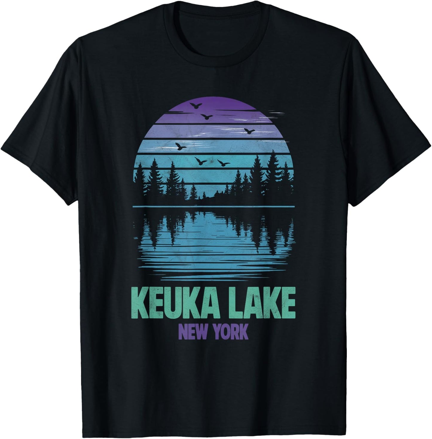 Keuka Lake New York Outdoors Vintage T-Shirt - T-Shirt | Black