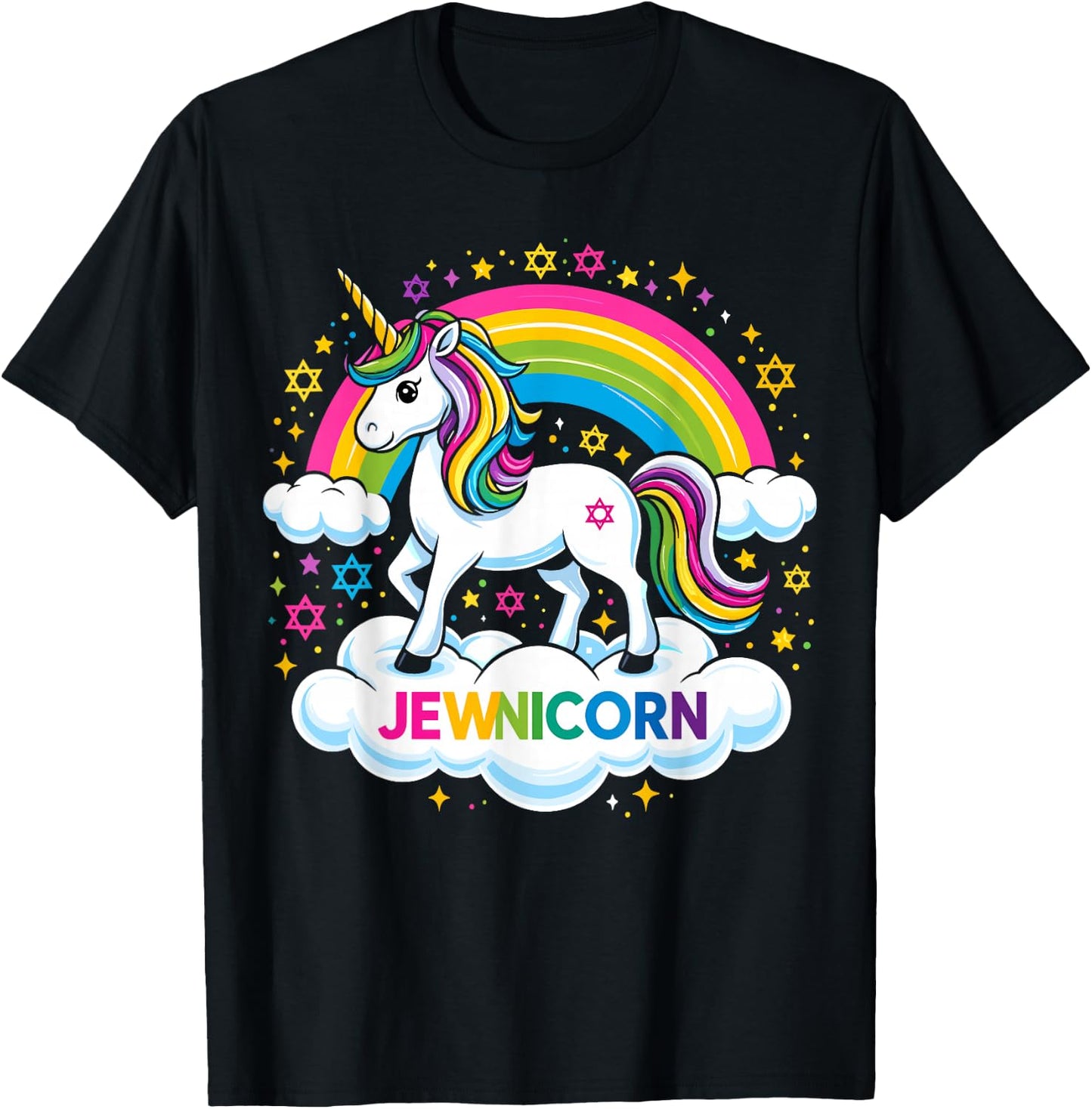 Hanukkah Jewnicorn Funny Jewish Unicorn T-Shirt - T-Shirt | Black