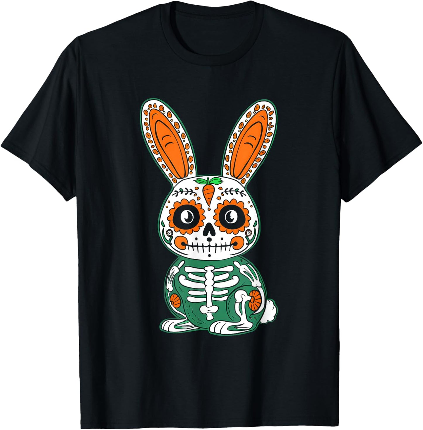 Rabbit Day Of Dead Mexican Bunny Lover Rabbit Sugar Skull T-Shirt - T-Shirt | Black