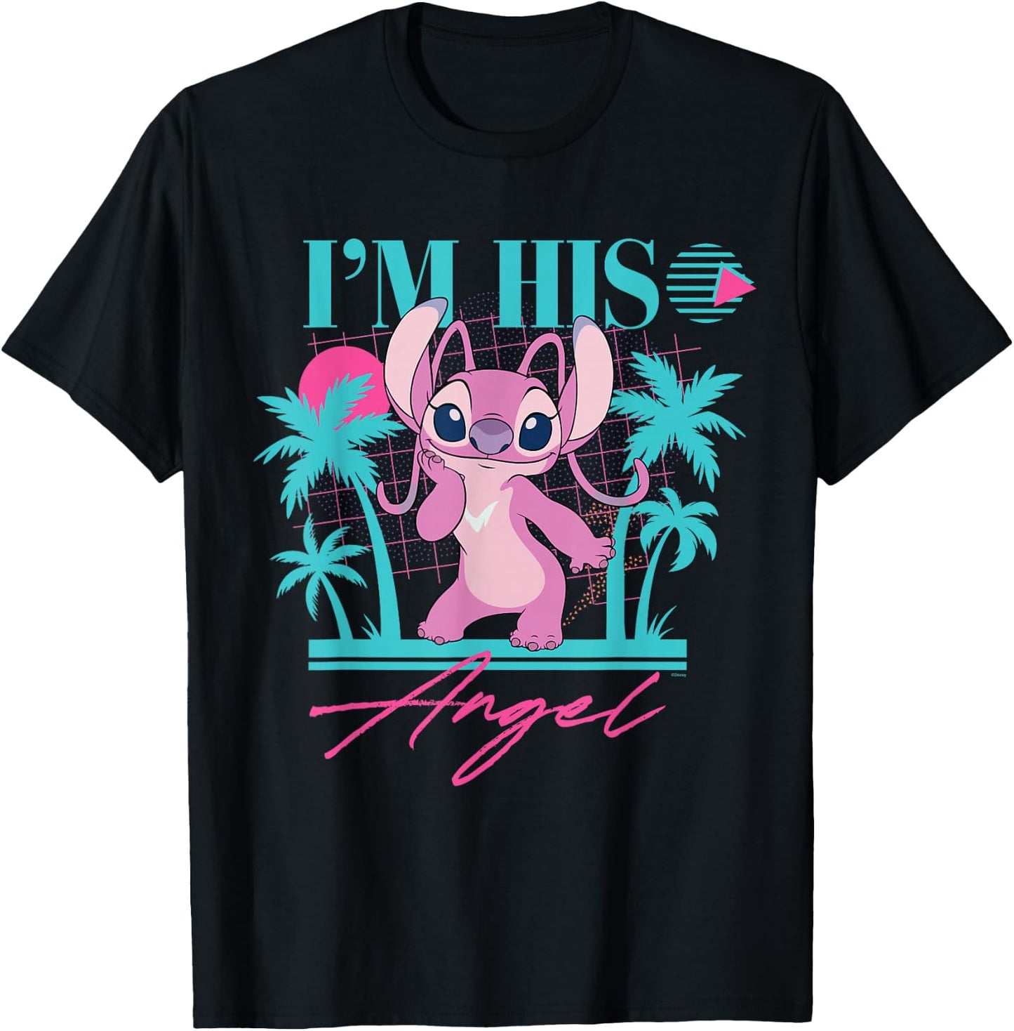 Disney Stitch Retro '90s Couples Matching I'm His Angel , Black, S T-Shirt - T-Shirt | Black