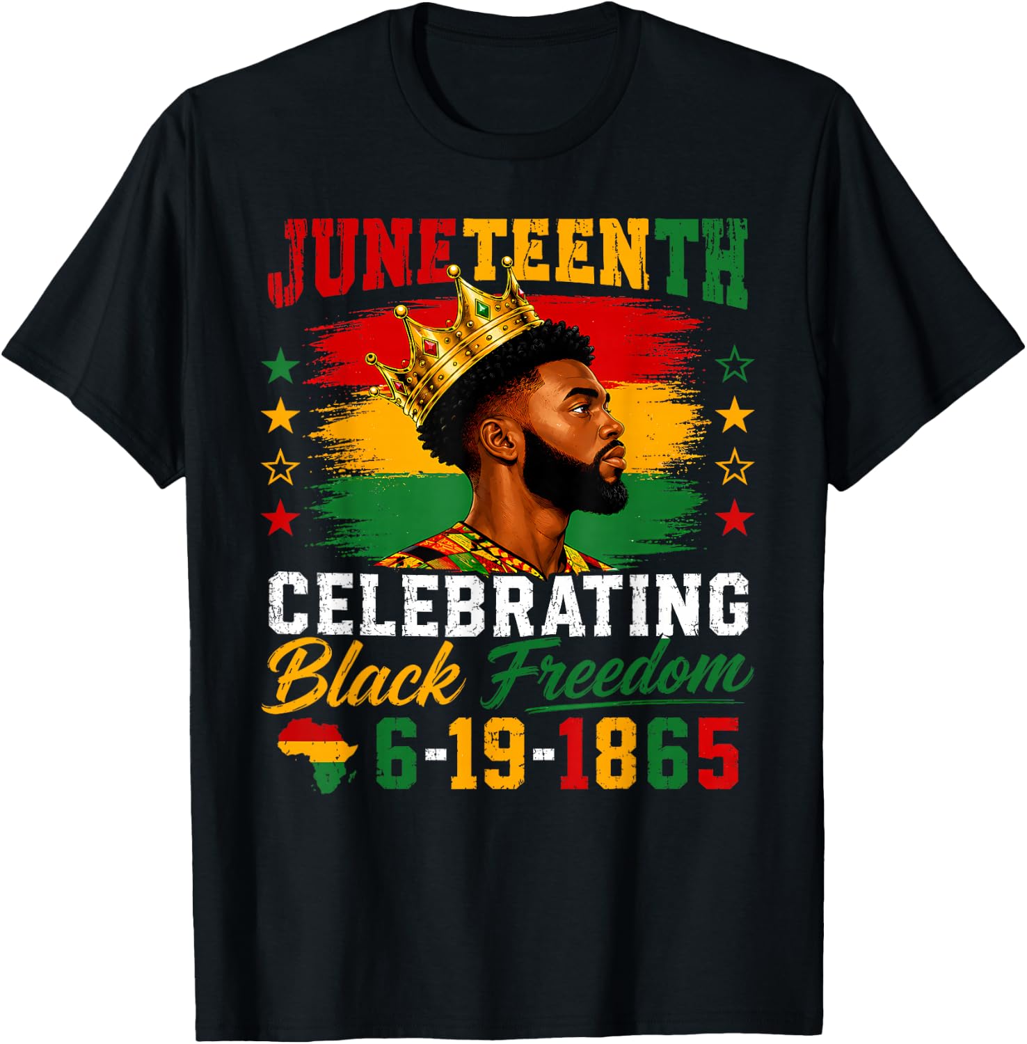 Juneteenth Shirts Men Black King Black American Freedom 1865 T-Shirt - T-Shirt | Black