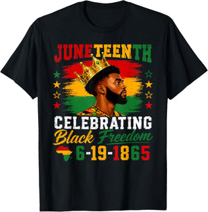Juneteenth Shirts Men Black King Black American Freedom 1865 T-Shirt - T-Shirt | Black