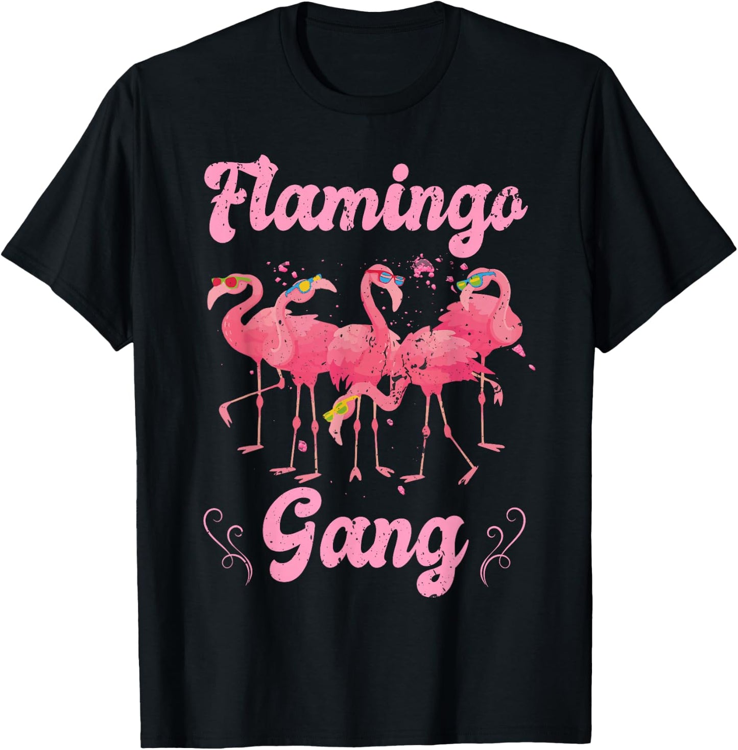 Flamingo Gang Squad Junggesellinnenabschied Brautparty Distressed T-Shirt - T-Shirt | Black