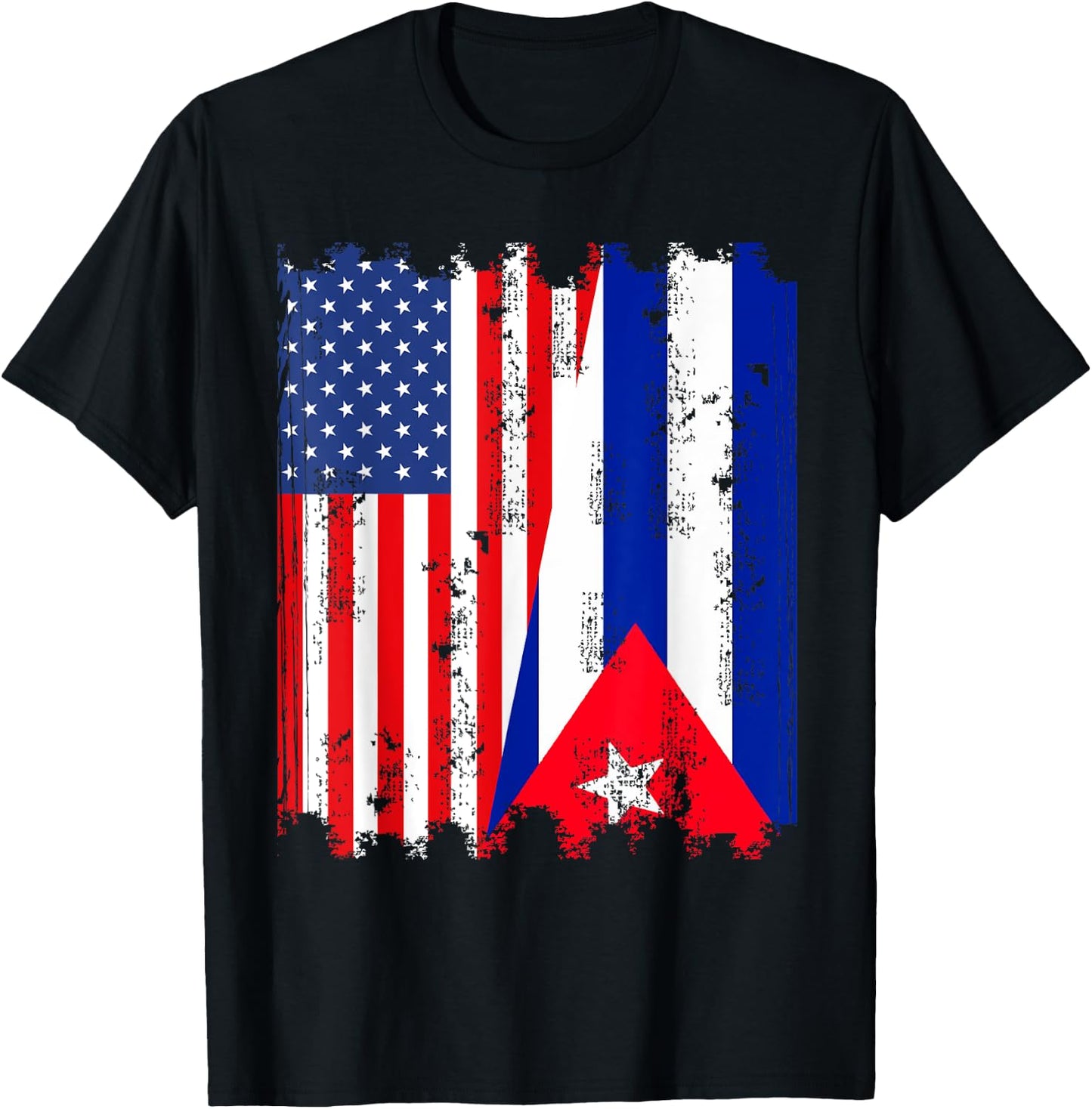 American Flag And Cuban Flag Together T-Shirt - T-Shirt | Black