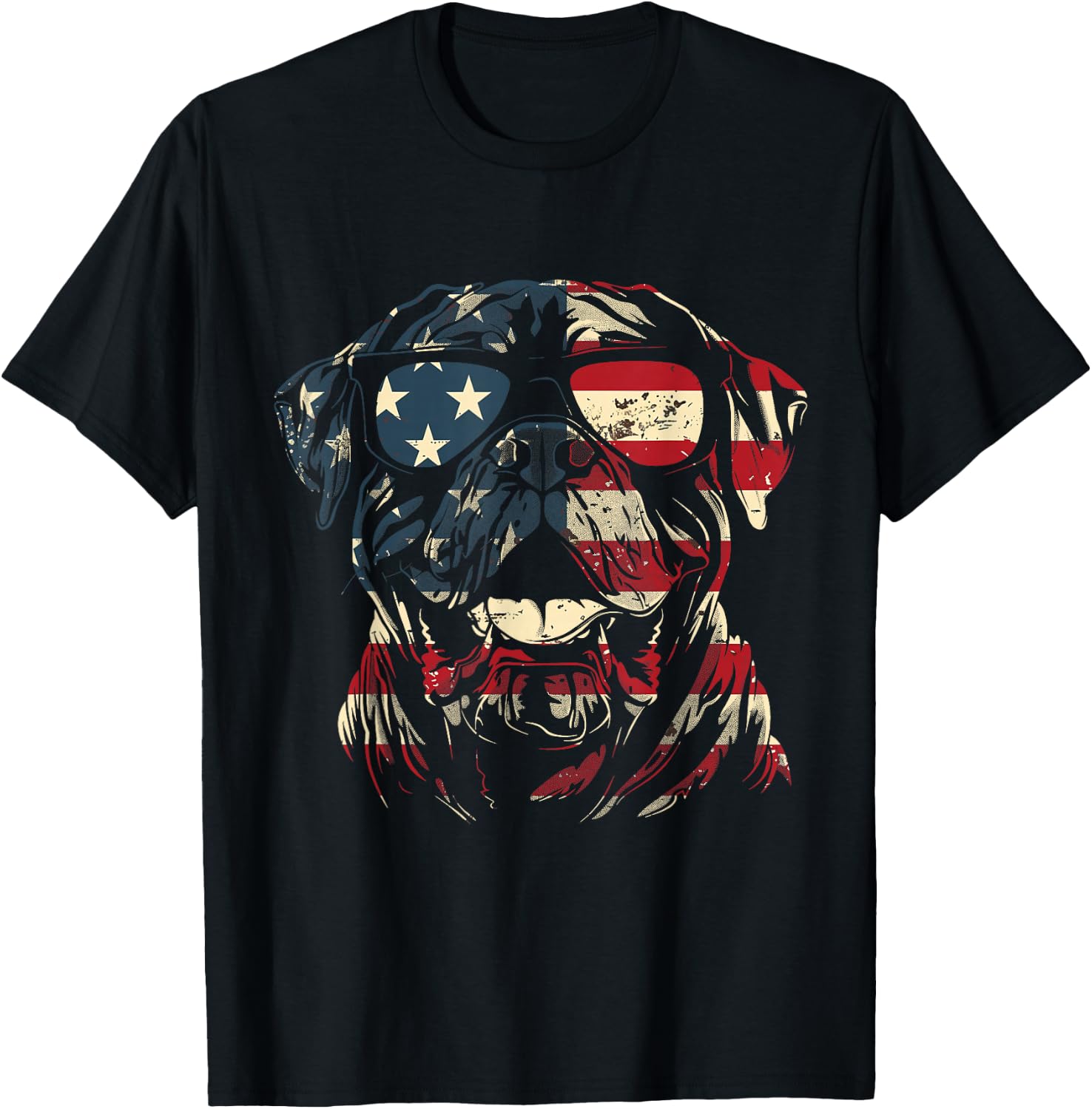 Mastiff Dad American Flag Patriotic Dog Lover T-Shirt - T-Shirt | Black