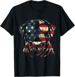 Mastiff Dad American Flag Patriotic Dog Lover T-Shirt - T-Shirt | Black