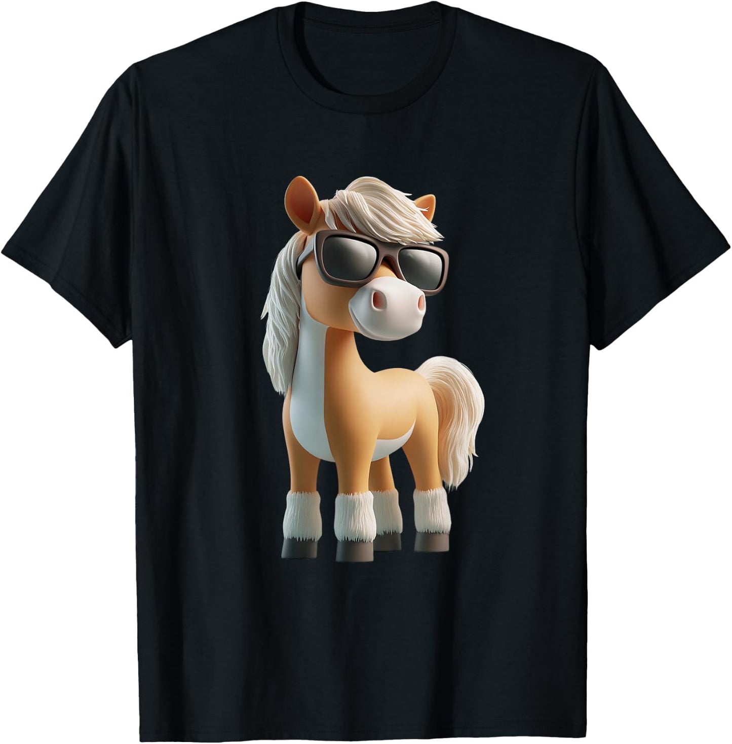 Cooles Pferdemotiv mit Sonnenbrille Pferd Pony T-Shirt - T-Shirt | Black