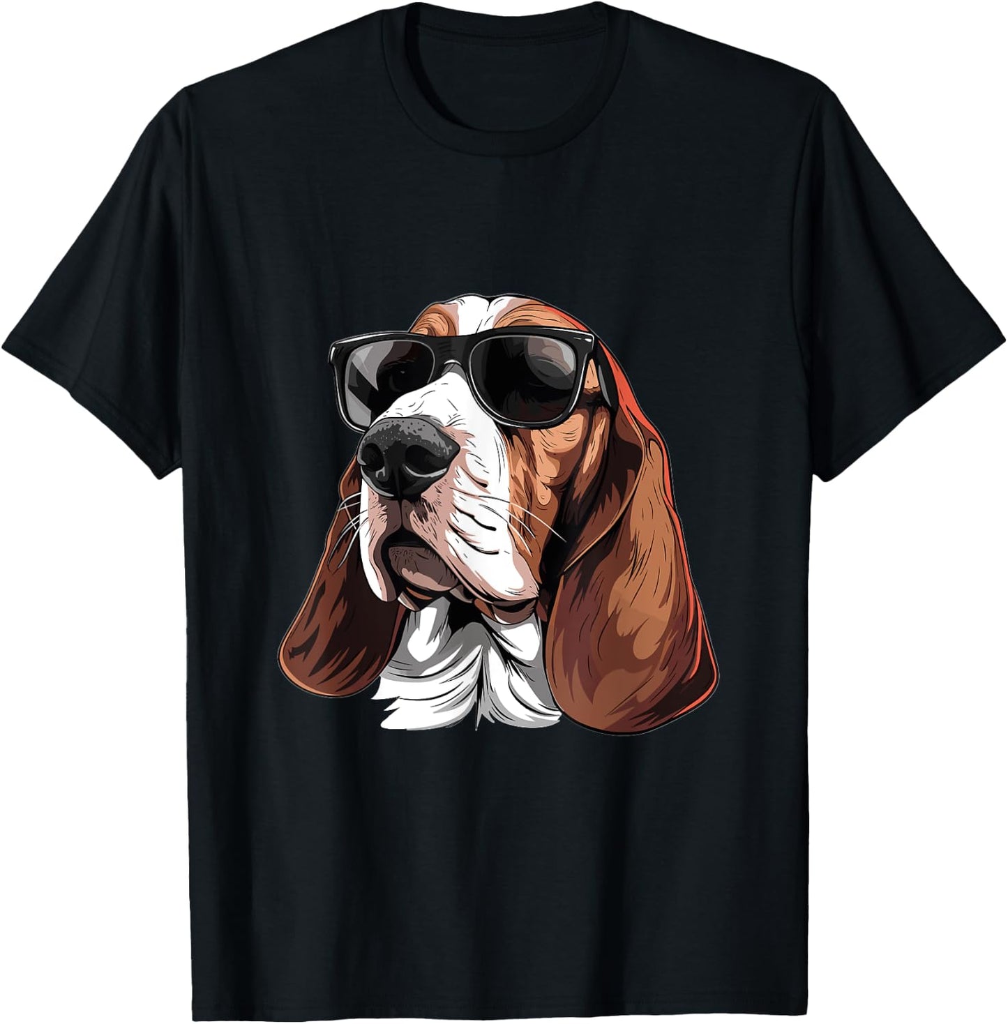 Basset Hound Sunglasses Dog Breed Graphic T-Shirt - T-Shirt | Black