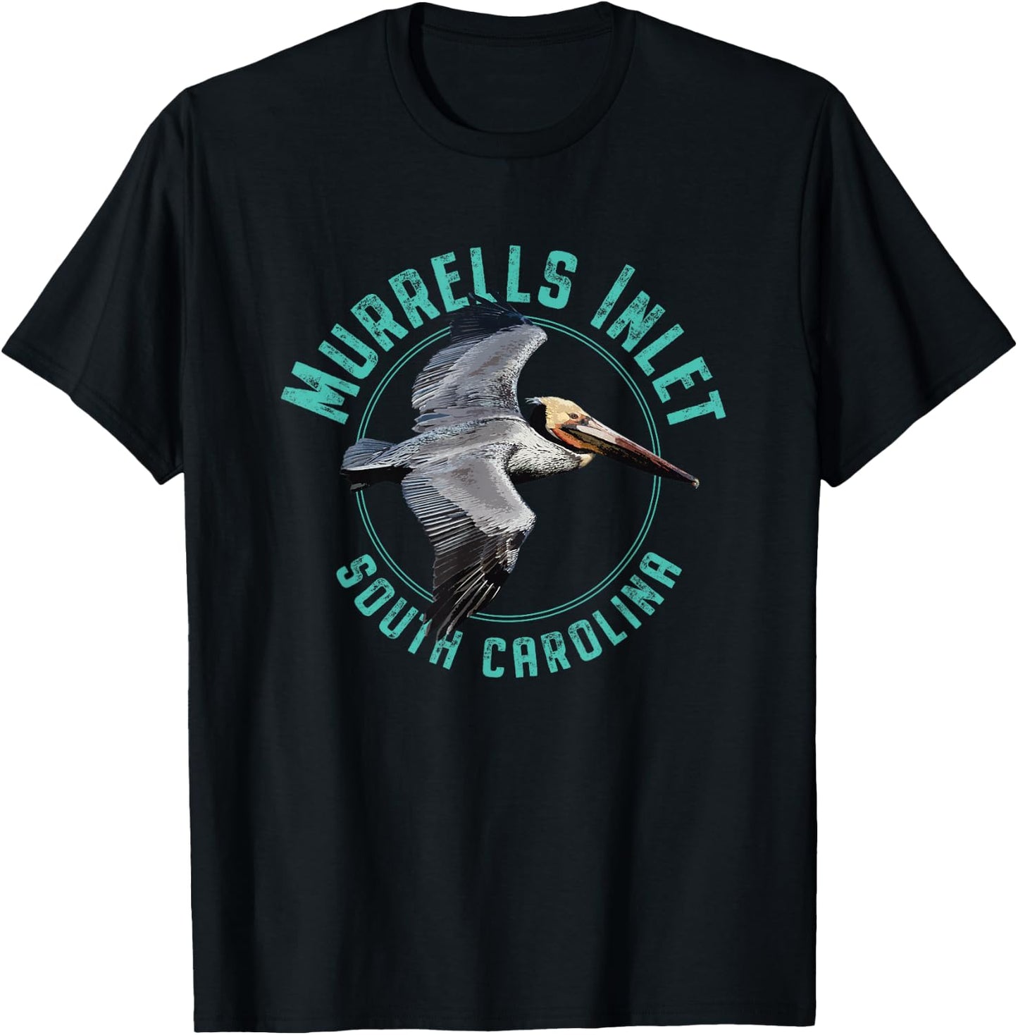 Murrells Inlet South Carolina Pelican Design T-Shirt - T-Shirt | Black