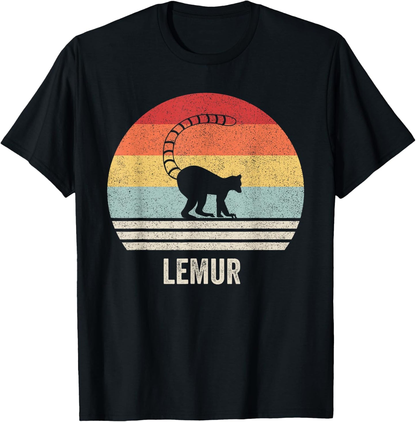 Retro Lemur Shirt Animal Lover Gift Vintage Funny T-Shirt - T-Shirt | Black