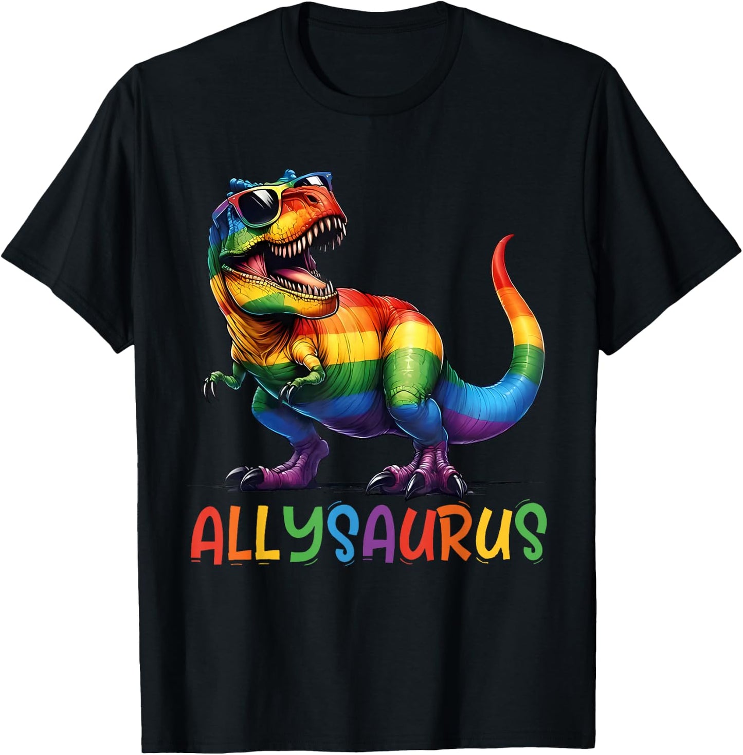 Kids Gay Rainbow Dino Allysaurus LGBT Pride Ally Toddler Boy T-Shirt - T-Shirt | Black