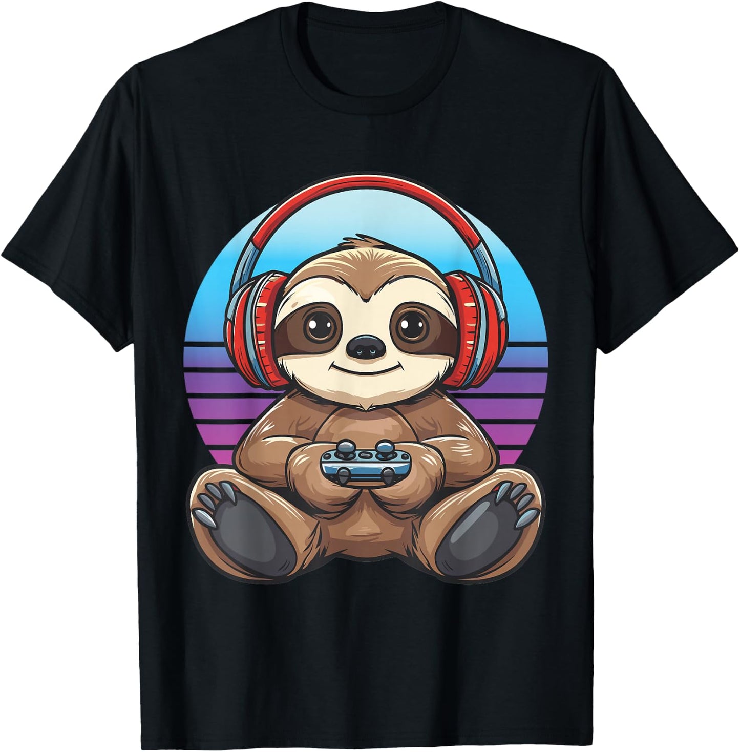 Retro Sloth gaming T-Shirt - T-Shirt | Black