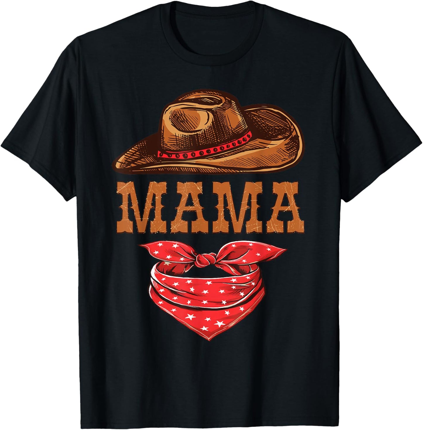Mama Western Birthday Cowboy Cowgirl Family Matching T-Shirt - T-Shirt | Black