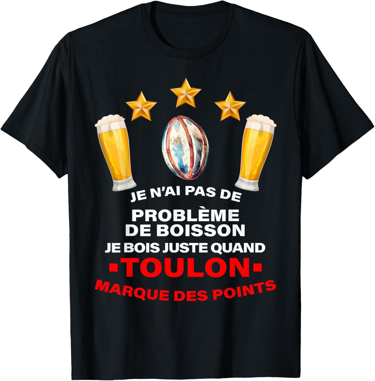Supporter Rugby Toulon Humour Aperitif Third Half , Black, S T-Shirt - T-Shirt | Black