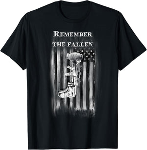 USA fallen soldier battle cross flag warrior shirt T-Shirt - T-Shirt | Black