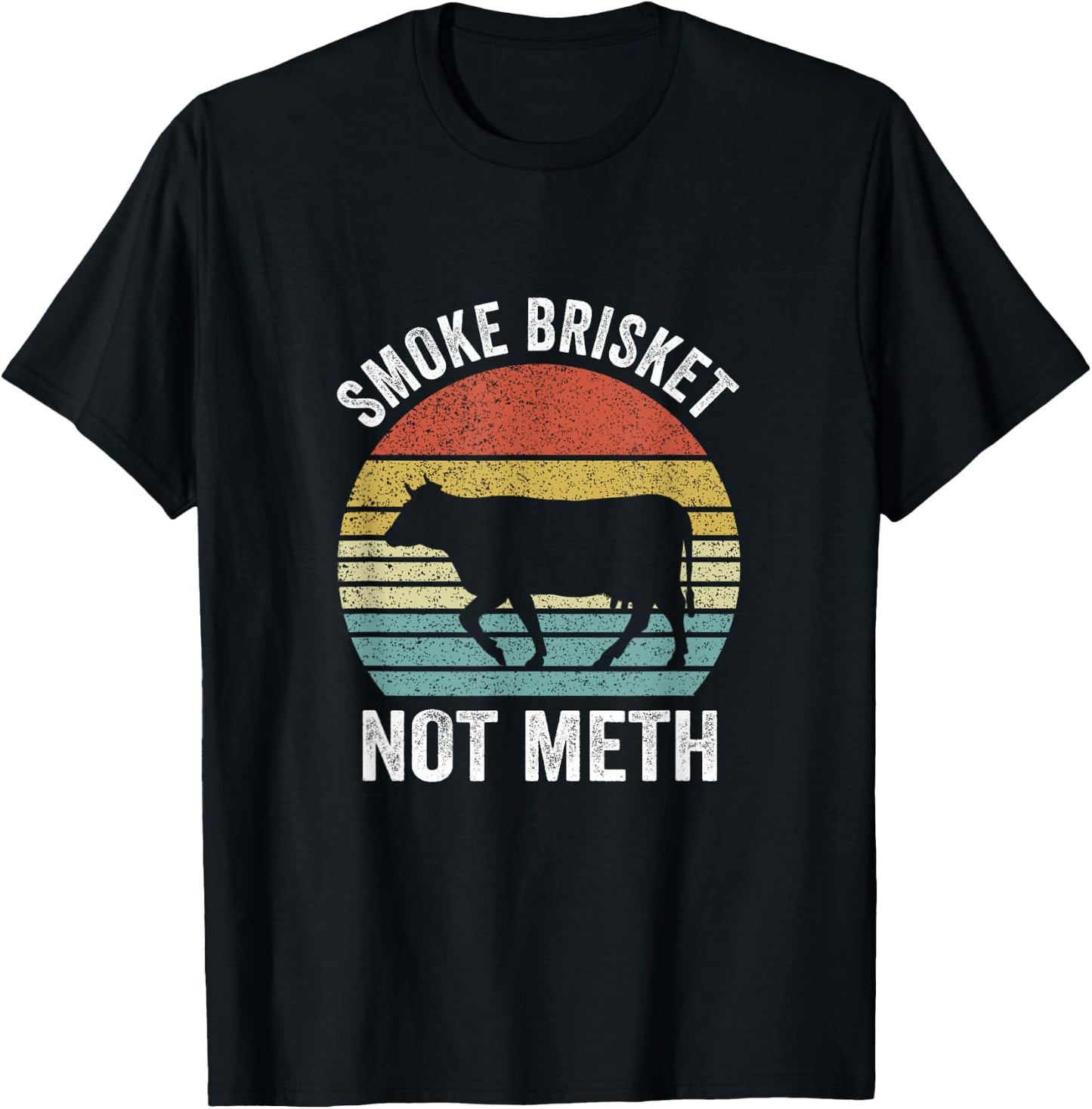 Vintage Smoke Brisket Not Meth Funny BBQ Grilling Master T-Shirt - T-Shirt | Black