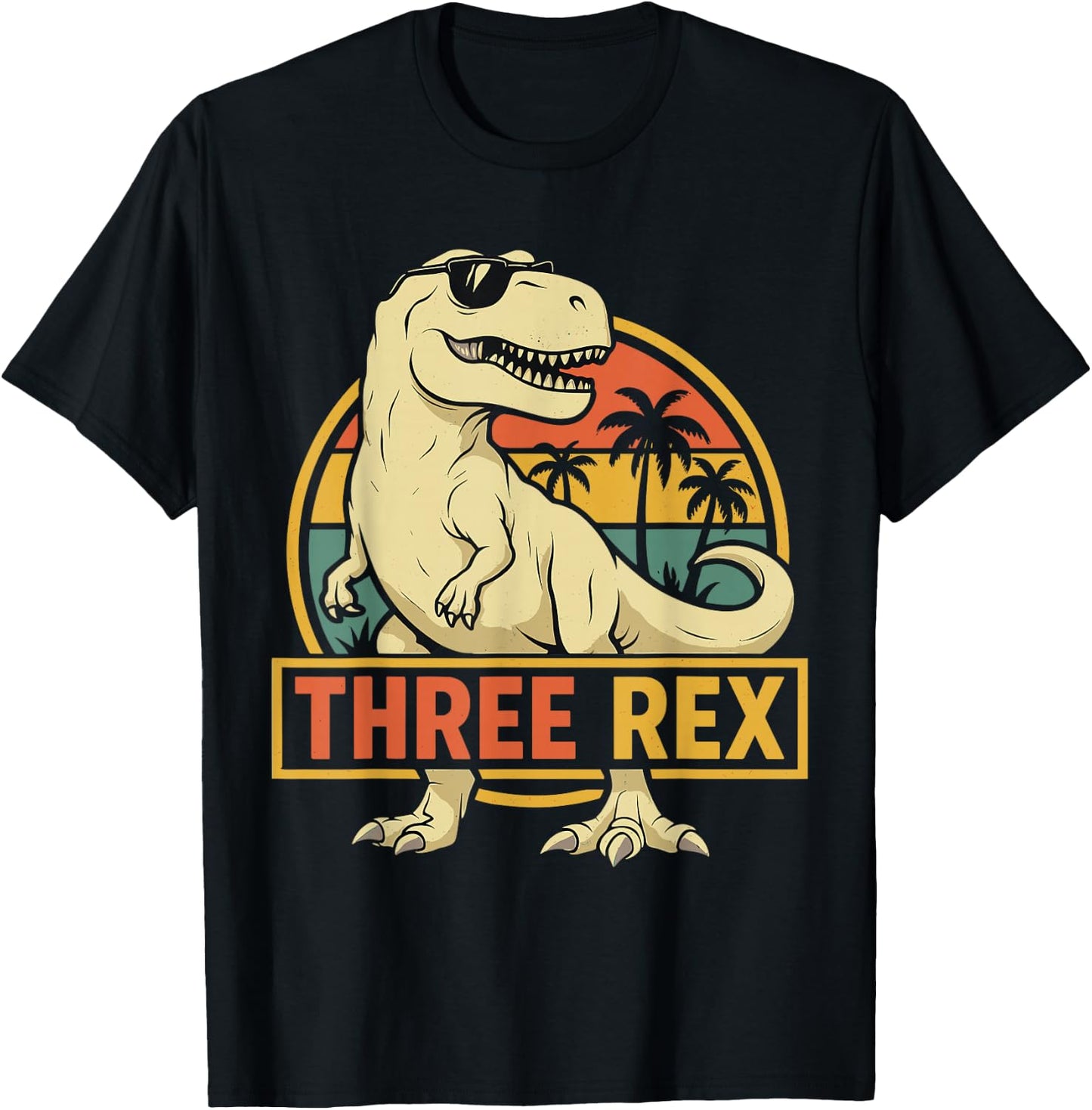 Three Rex 3rd Birthday Third Dinosaur 3 Year Old T-Shirt - T-Shirt | Black