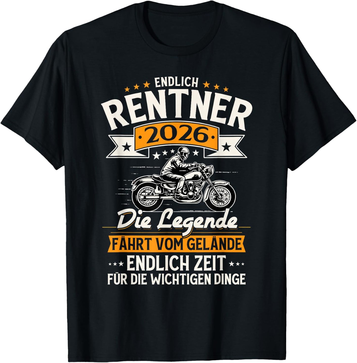 Rentner 2026 Geschenk Mann Biker Rente Ruhestand Lustig T-Shirt - T-Shirt | Black