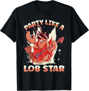 Party Like A Lob Star Lobster T-Shirt - T-Shirt | Black