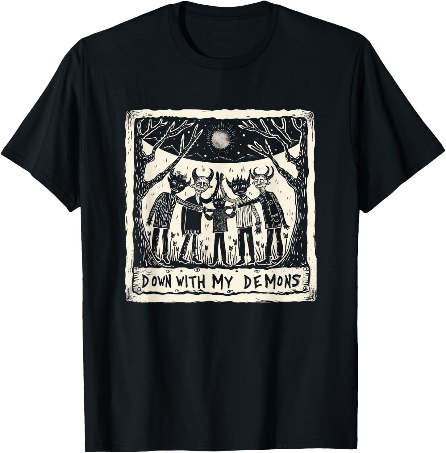 Down With My Demons Occult Gothic Witchcraft Horror Punk T-Shirt - T-Shirt | Black
