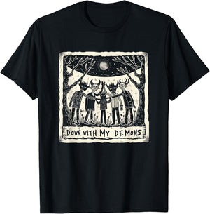 Down With My Demons Occult Gothic Witchcraft Horror Punk T-Shirt - T-Shirt | Black