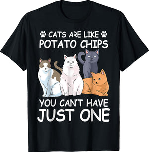 Cat Cats Are Like Potato Chips Funny Men Women T-Shirt - T-Shirt | Black