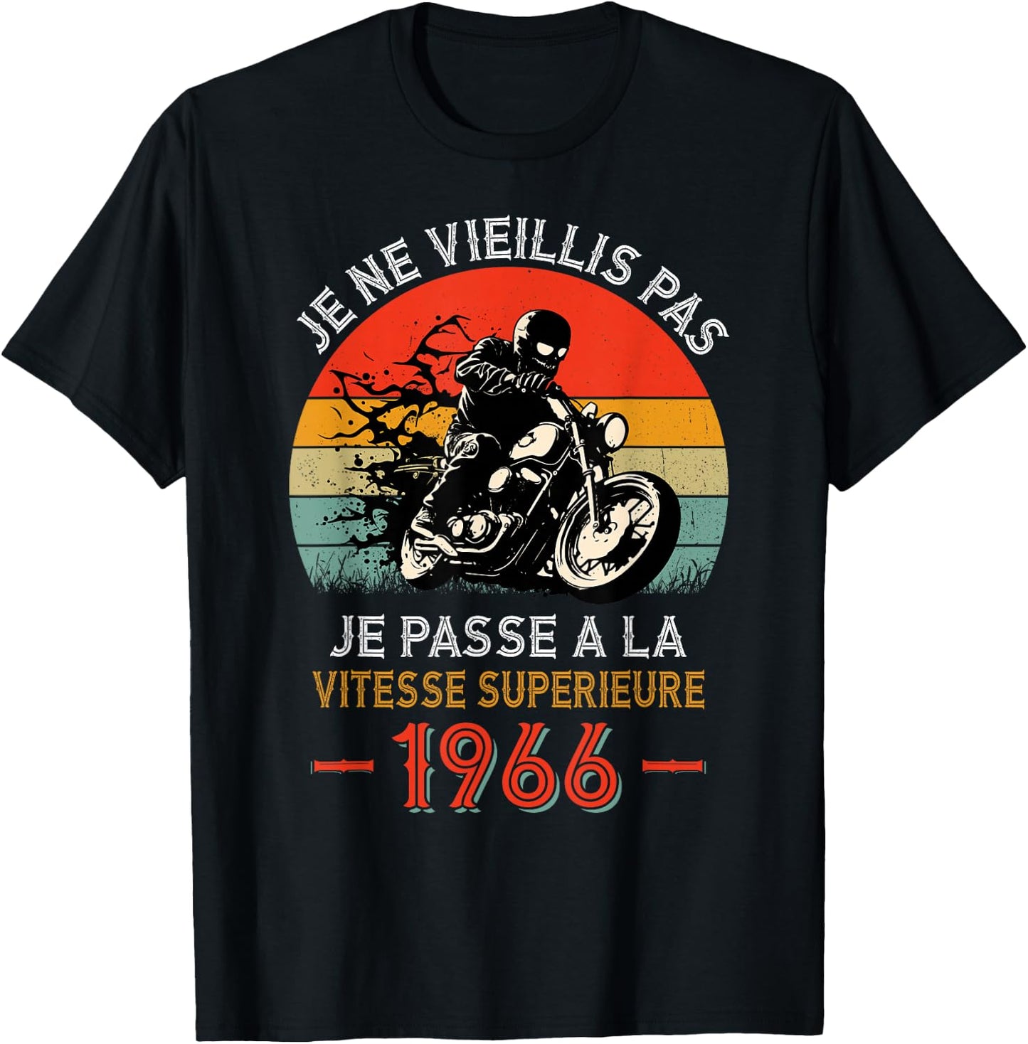 Birthday 59 Years Biker Born In 1966 Vintage Motorcycle Biker , Black, S T-Shirt - T-Shirt | Black