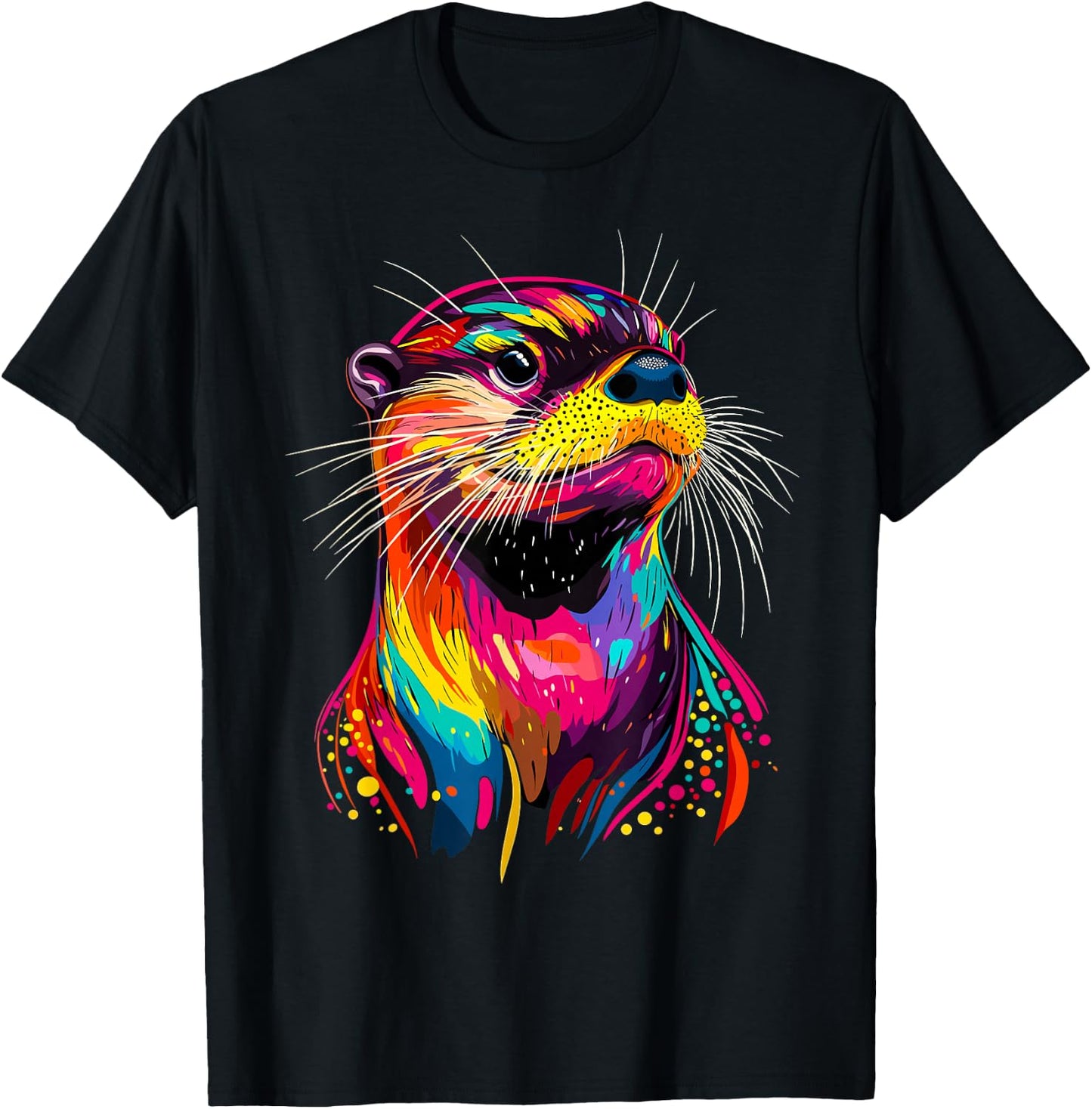 Otter Pattern I Love Sea Otter Soft Marten Otter , Black, S T-Shirt - T-Shirt | Black