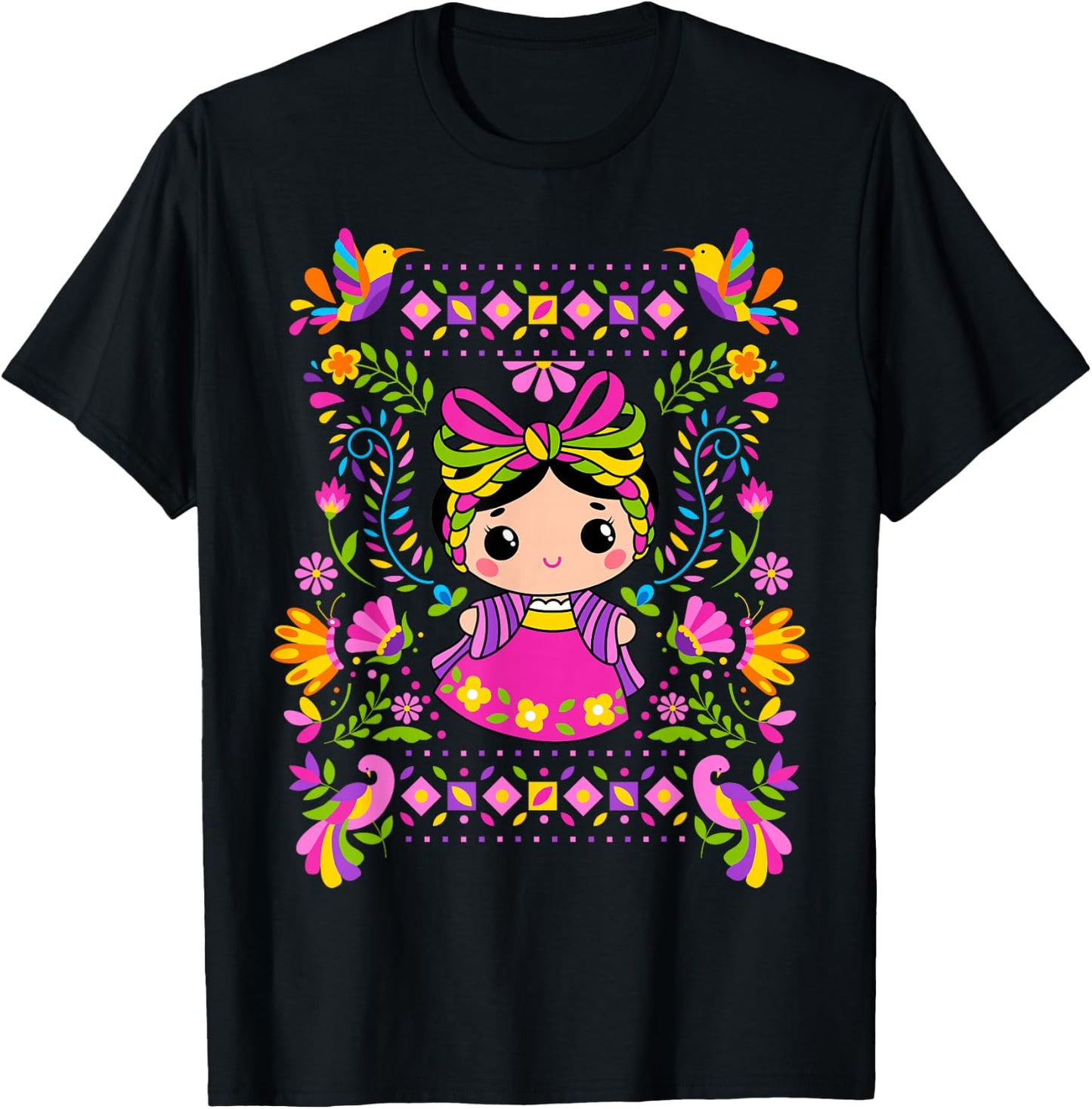María Mazahua Muñeca de Trapo Mexicana Otomí T-Shirt - T-Shirt | Black