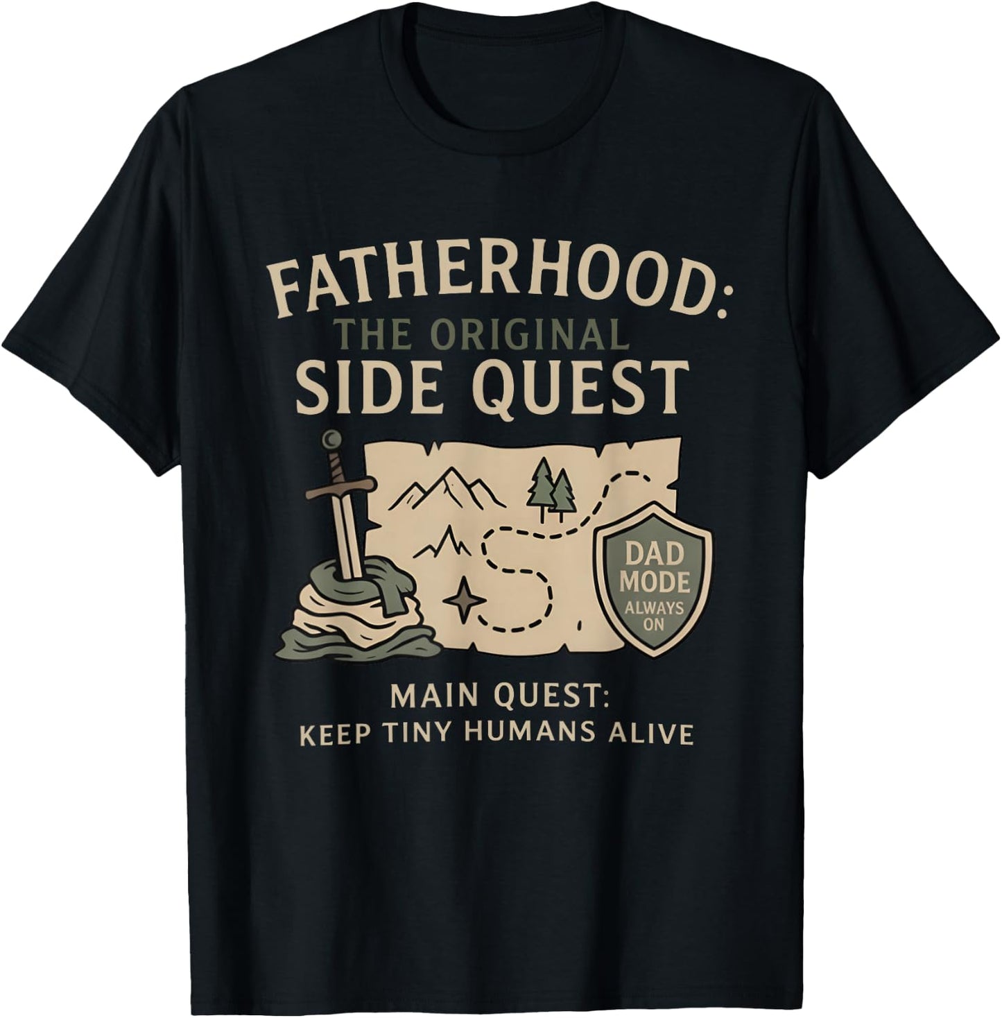 Father Dad Fatherhood The Original Side Quest Dad Mode T-Shirt - T-Shirt | Black