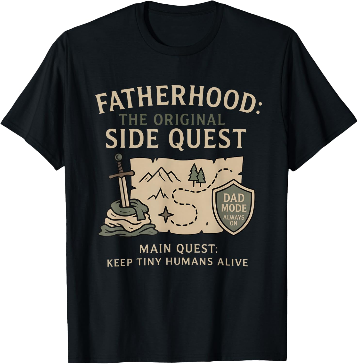 Father Dad Fatherhood The Original Side Quest Dad Mode T-Shirt - T-Shirt | Black