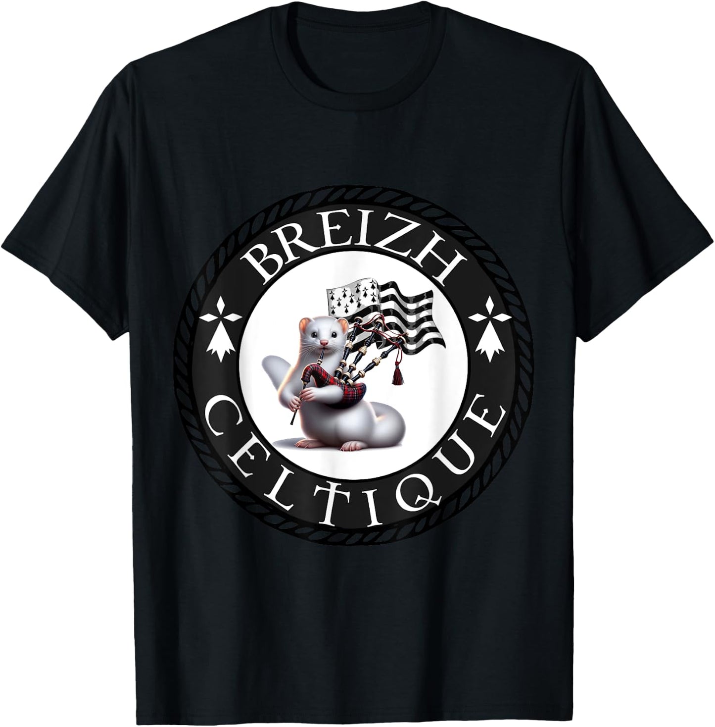 L'Hermine Bretonne , Blue, S T-Shirt - T-Shirt | Black