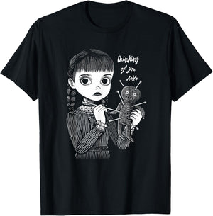 Thinking Of You Creepy Cute VooDoo Girl With Doll T-Shirt - T-Shirt | Black