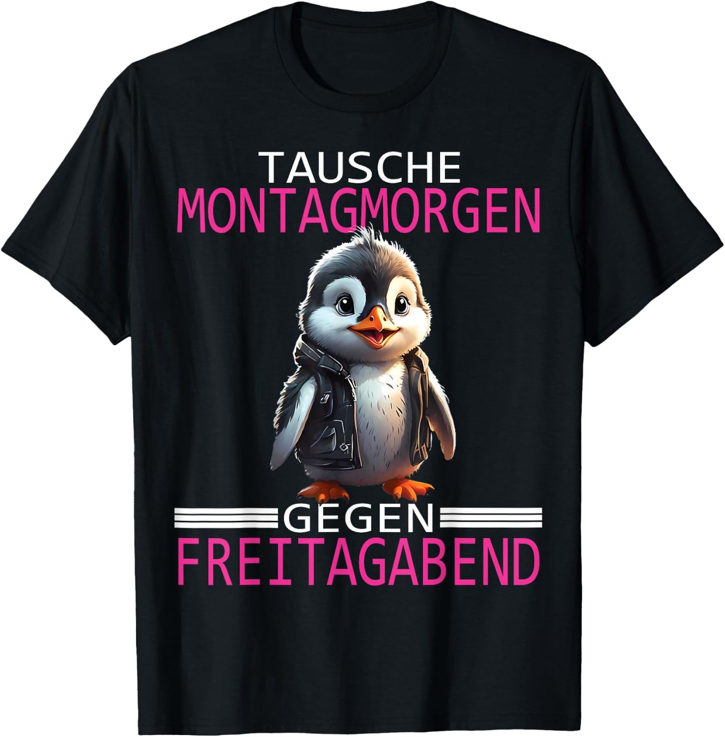 Arbeiten Witziger Lustiger Spruch Fun Sprüche süßes Pinguin T-Shirt - T-Shirt | Black