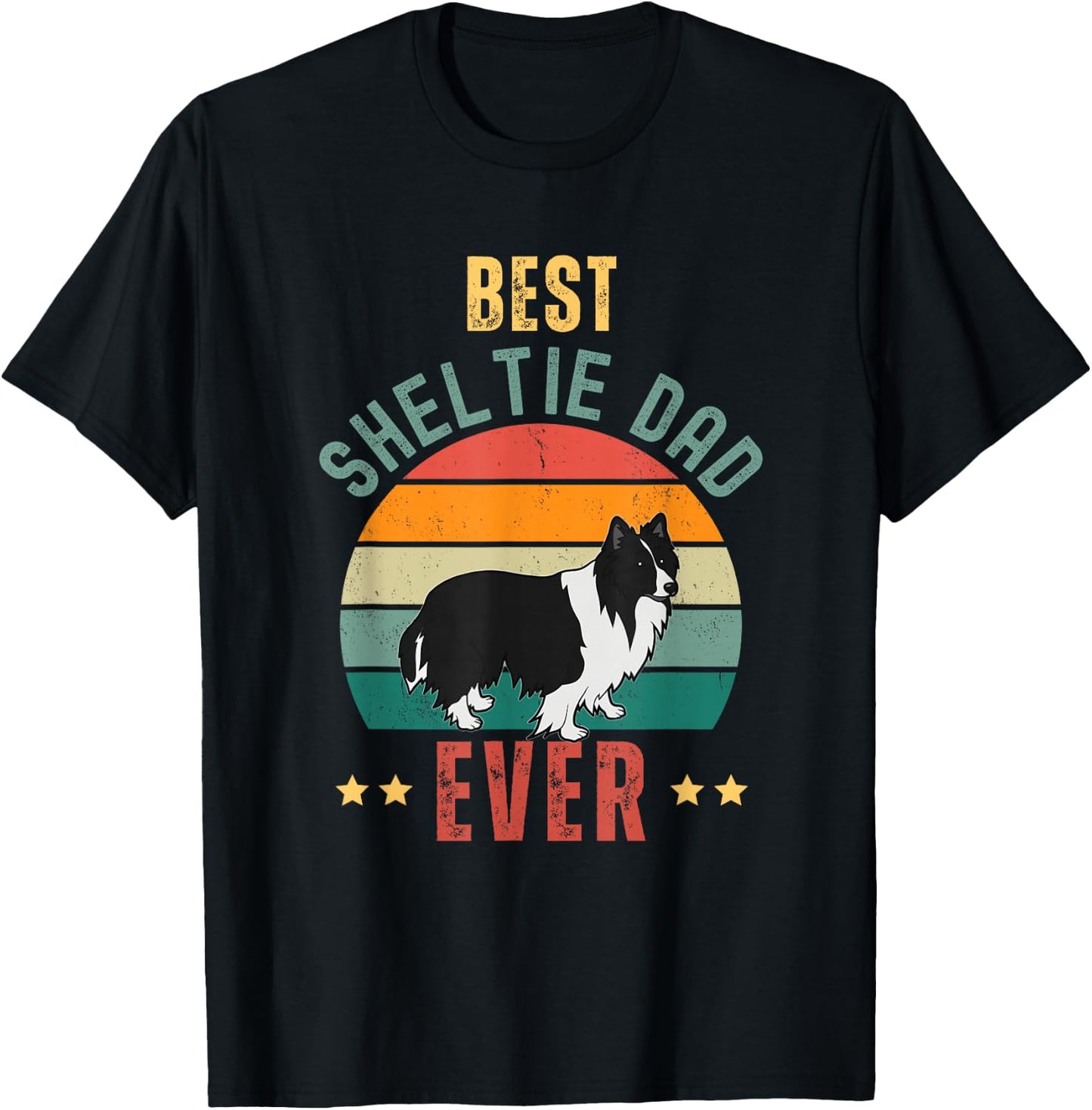 Best Sheltie Dad Ever Awesome Bi-Black Sheltie Dad T-Shirt - T-Shirt | Black