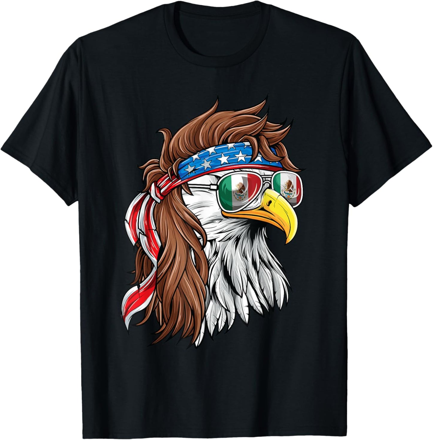 Mexican American Shirt Bald Eagle USA Mexico Flag July 4th T-Shirt - T-Shirt | Black