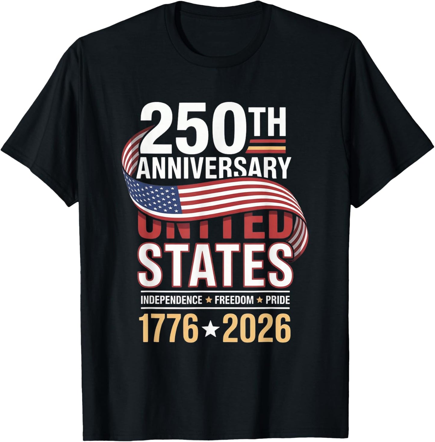 250 Anniversary USA 4th of July Patriotic 250 Years American T-Shirt - T-Shirt | Black