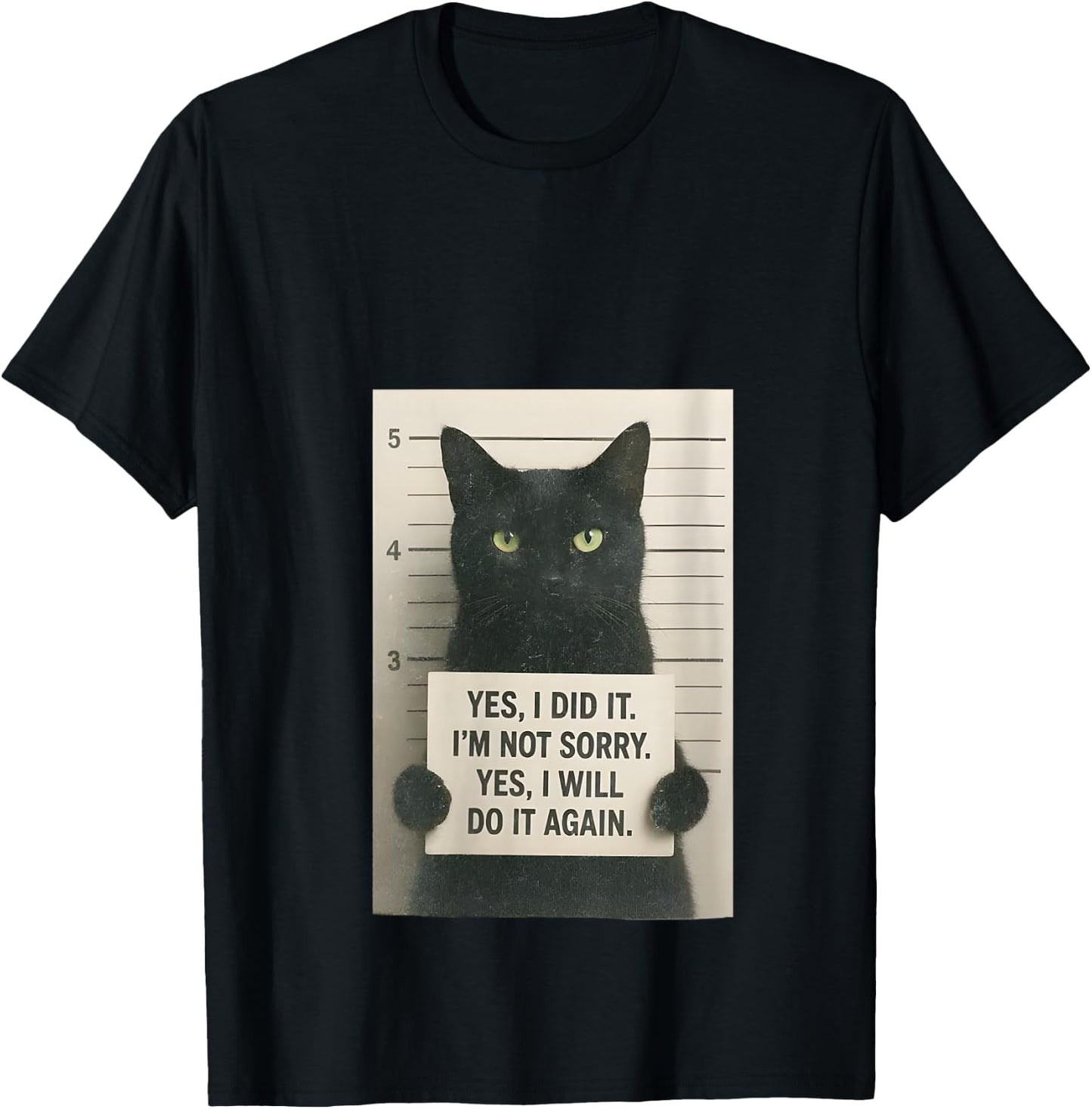 Women's Yes, I Did It. I'm Not Sorry. Yes, I'll Do It Again Cat Meme V-Neck T-Shirt - T-Shirt | Black