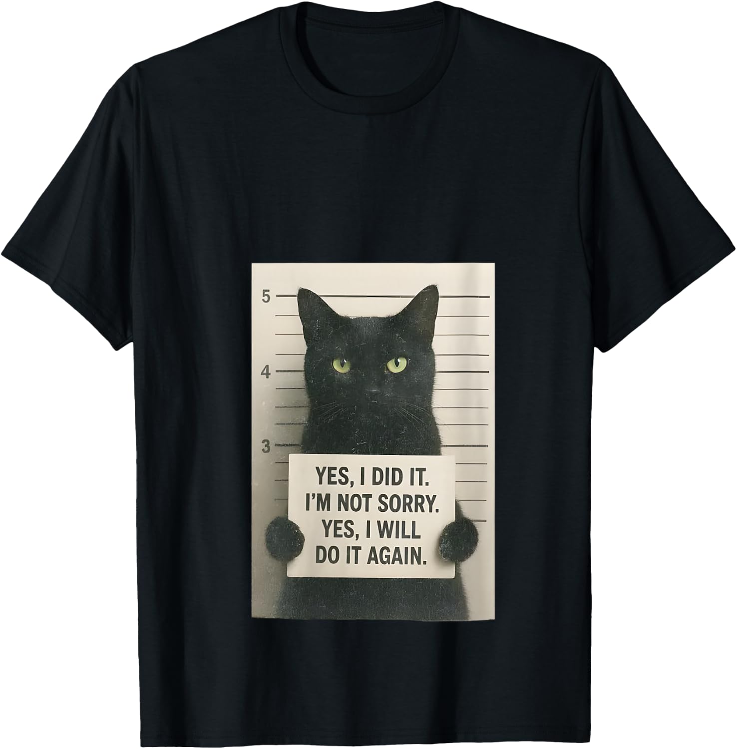Women's Yes, I Did It. I'm Not Sorry. Yes, I'll Do It Again Cat Meme V-Neck T-Shirt - T-Shirt | Black